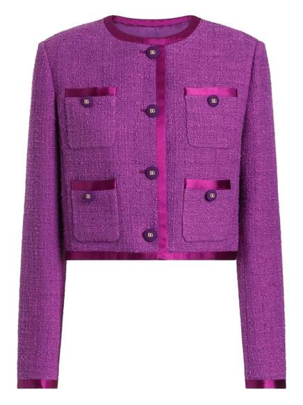 Однобортный пиджак из твида Rachel от Dolce & Gabbana purple