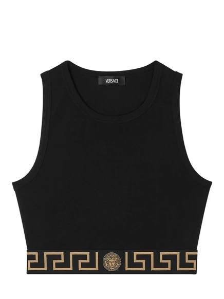 Женский укороченный топ Versace Greca Border, черный