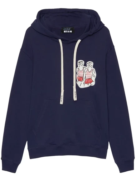 Мужское худи MSGM с нашивками, синее