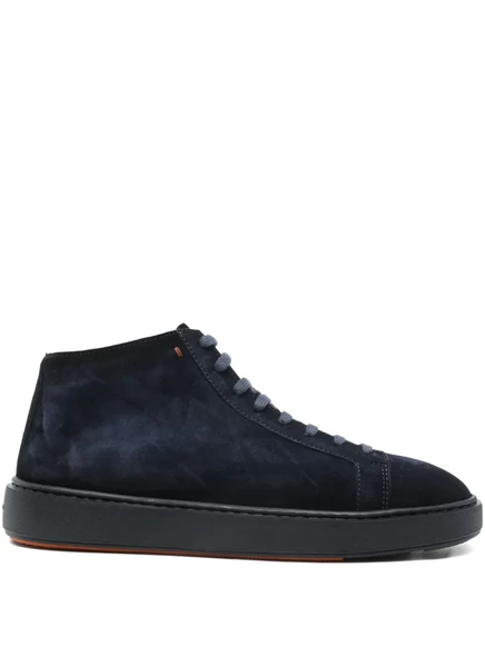 Мужские высокие кроссовки Santoni замшевые, синие