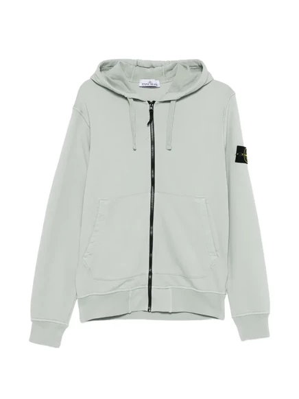Мужская худи Stone Island на молнии, светло-зеленая