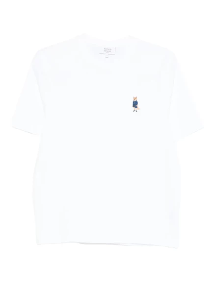 Женская футболка Maison Kitsuné с вышитым лисом, белая