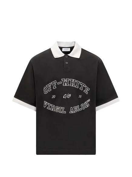 Мужское поло Off-White с логотипом, черное