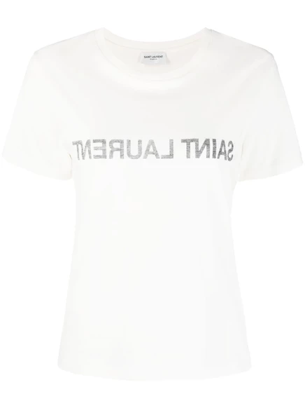 Футболка с обратным принтом с логотипом Saint Laurent white