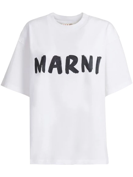 Хлопковая футболка с логотипом Marni white