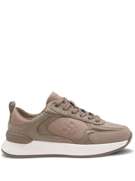 Кроссовки с логотипом BOSS из замши и кожи neutrals