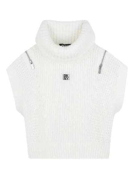 Свитер для девочек DKNY Kids с молнией, белый