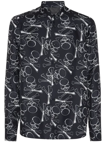 Мужская рубашка Philipp Plein Skull&Bones, черно-белая