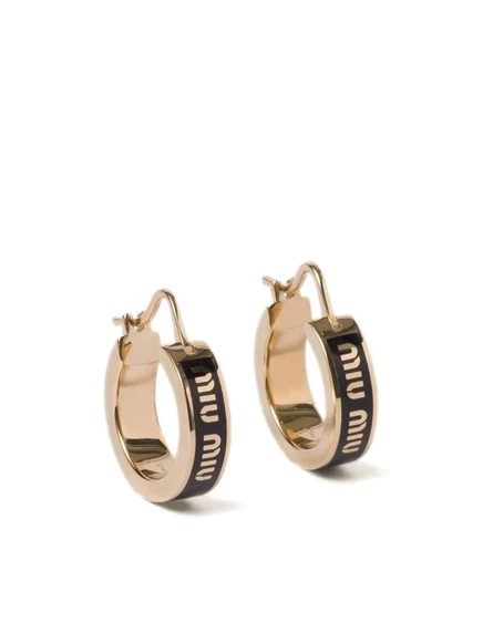Женские серьги-кольца Miu Miu эмалевые, золотистые