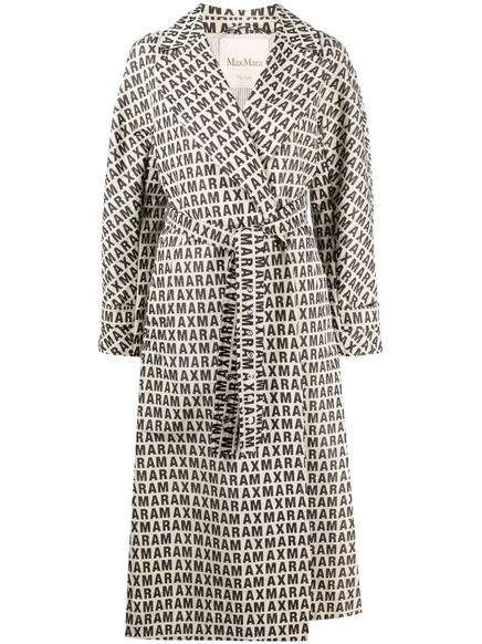 Женское пальто Max Mara с монограммой, бежево-черное