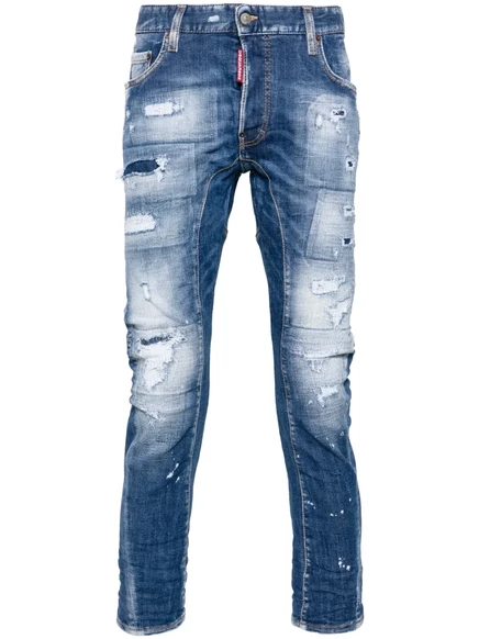 Мужские узкие джинсы DSquared2 Tidy Biker средняя посадка, голубые