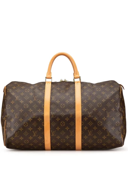 Дорожная сумка Louis Vuitton 1990 года выпуска, бывшая в употреблении, Monogram Keepall 50 brown