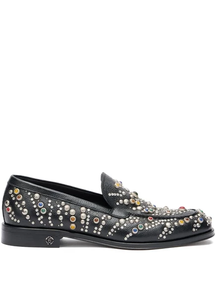 Кожаные мокасины Roberto Cavalli с каменными вставками black