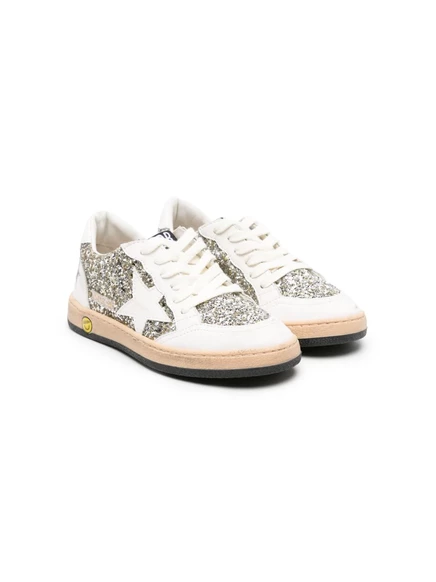 Кроссовки для девочек Golden Goose Kids Ball с глиттером, белые