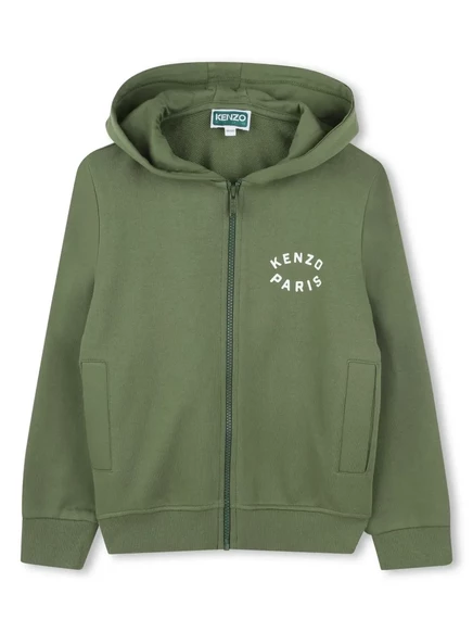 Толстовка на молнии с тигровым принтом Kenzo Kids green