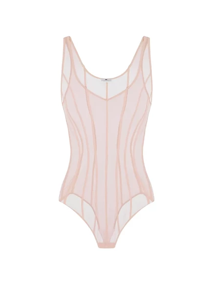 Женское боди Elisabetta Franchi из тюля, бежевое