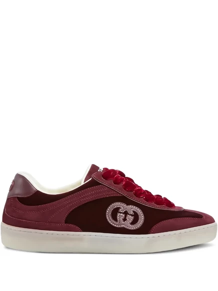 Женские кроссовки Gucci G75 кожаные, бордовые