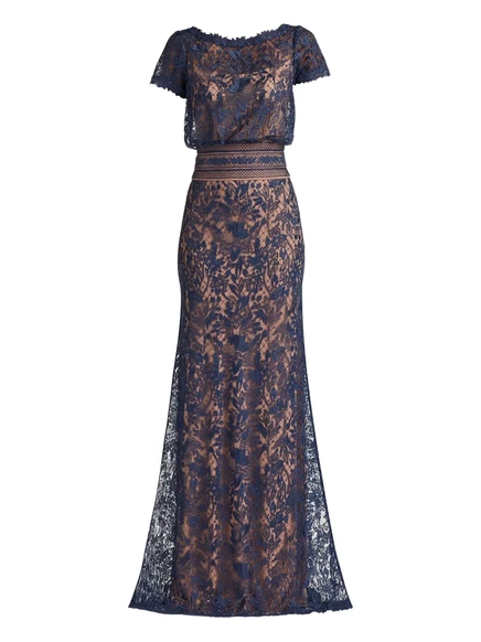 Женское вечернее платье Tadashi Shoji Calista кружевное, тёмно-синее