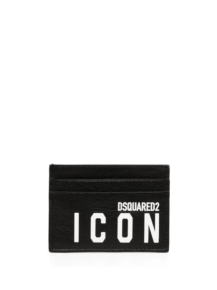 Кожаный держатель для карт с логотипом DSQUARED2 Icon black