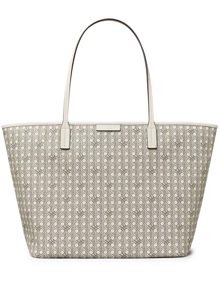 Женская сумка-тоут Tory Burch Ever-Ready с монограммой, серо-молочная