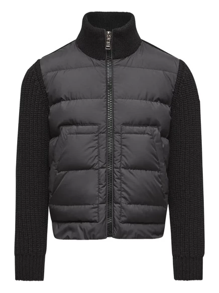 Пуховик Moncler Enfant с вязаными вставками black