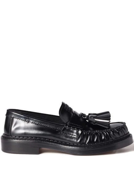 Женские лоферы Miu Miu кожаные с кисточками, черные
