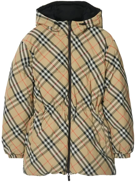 Женская двусторонняя пуховая куртка Burberry на молнии, бежево-черная