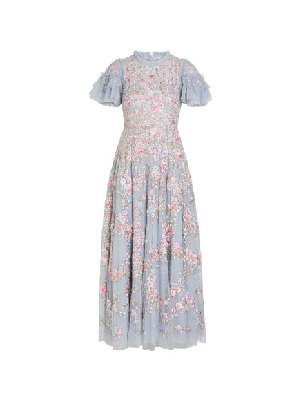 Женское тюлевое платье Needle & Thread Lunaria с вышивкой, синее