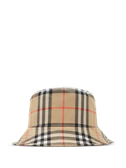 Унисекс панама Burberry хлопковая с клеткой, бежевые