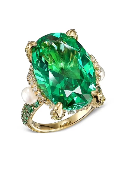 Женское кольцо Anabela Chan Tourmaline Mermaid 18K, зеленое