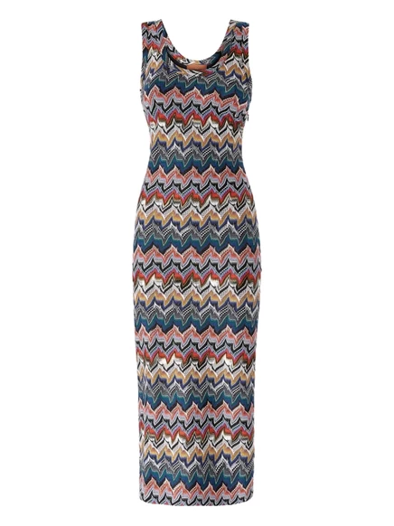 Женское платье Missoni Zigzag миди без рукавов, синее