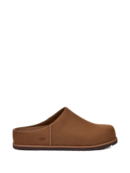 Унисекс тапочки Ugg кожаные, темно-коричневые
