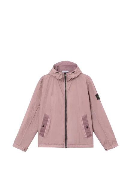 Мужская куртка Stone Island с капюшоном и нашивкой, розовая