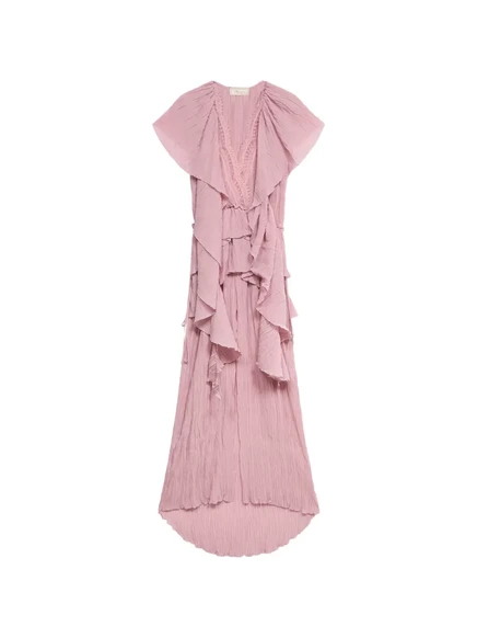 Женское платье Blumarine плиссированное с рюшами, розовое