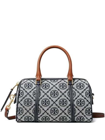 Сумка-бочонок с монограммой Tory Burch mini T grey