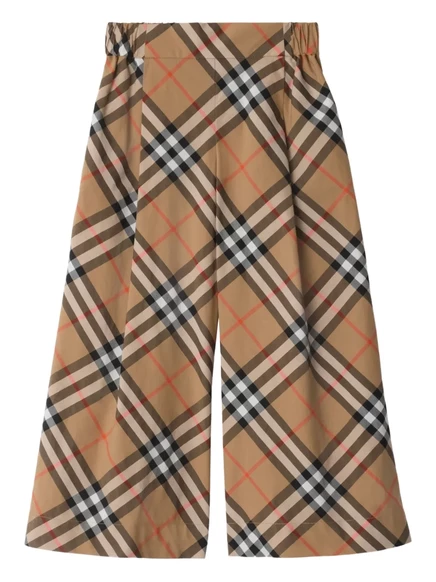 Детские брюки Burberry Kids хлопковые в клетку, коричневые