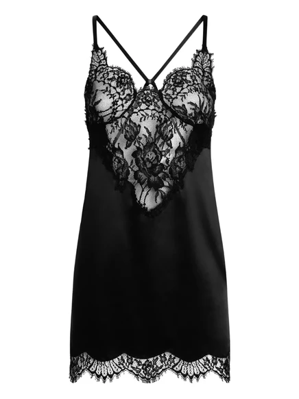 Женская атласная майка Dolce & Gabbana с кружевом, черная