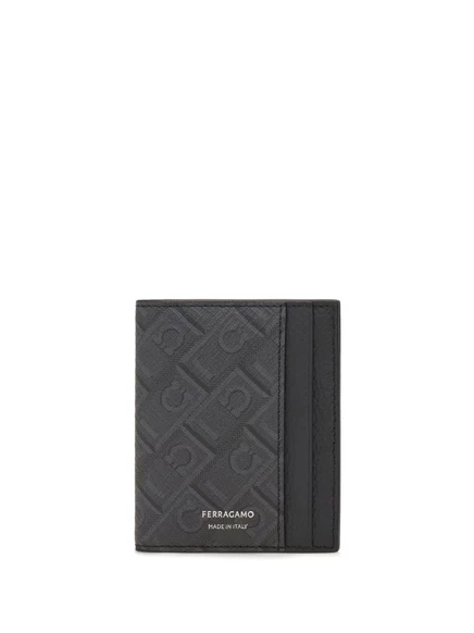 Мужской картхолдер Ferragamo с монограммой, черный