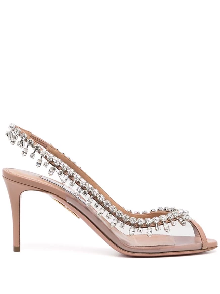 Женские туфли Aquazzura Temptation Crystal 75 мм, белые