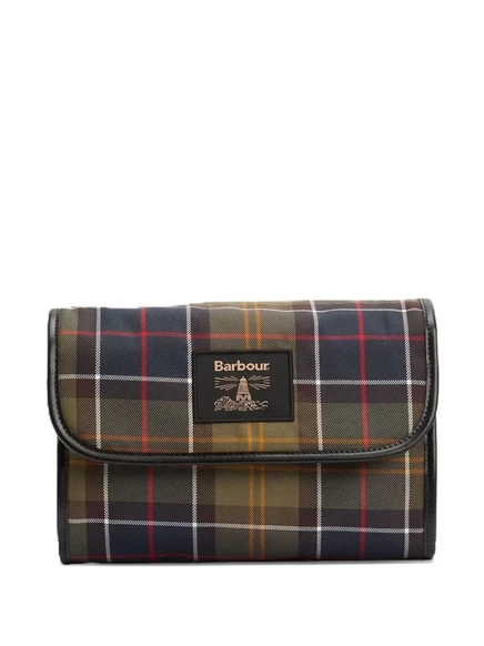 Мужская сумка-клатч Barbour в клетку, зеленая