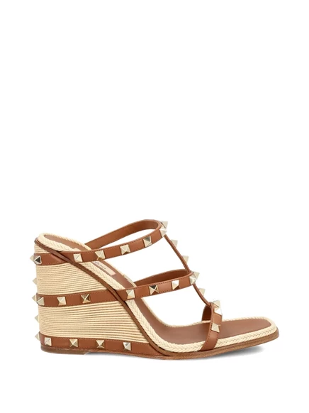 Женские босоножки Valentino Rockstud, коричневые
