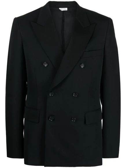Мужской двубортный пиджак Comme des Garons Homme Plus из шерсти, черный