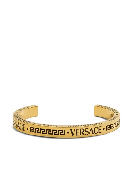Мужской браслет-кафф Versace с гравировкой Greca, золотистый