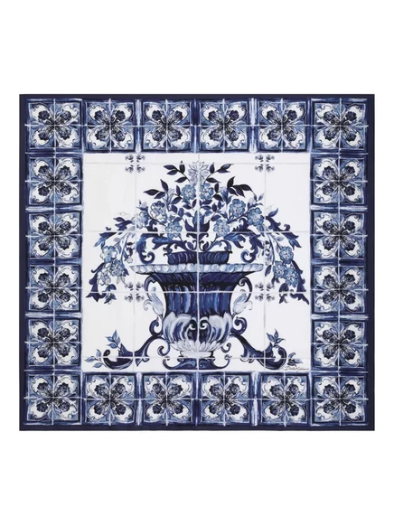 Женский шарф Dolce & Gabbana с принтом Majolica, синий