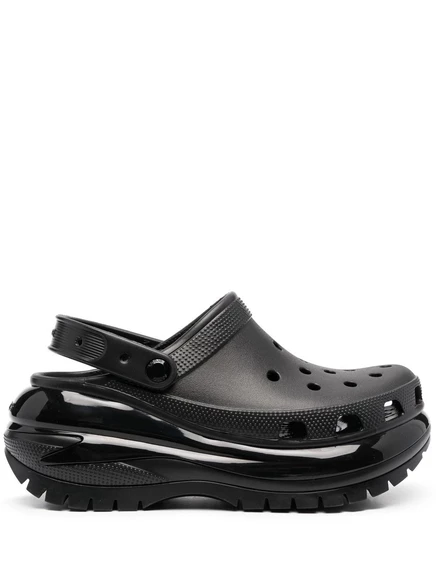 Женские сабо Crocs платформенные перфорированные, черные