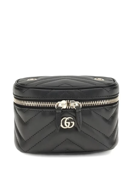 Женская стеганая кожаная косметичка Gucci, черная