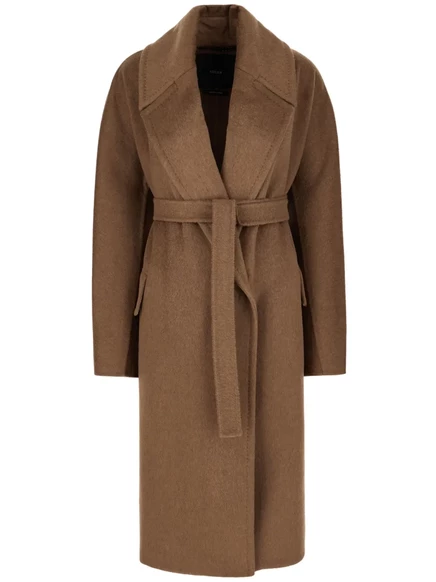 Длинное пальто Max Mara с поясом brown
