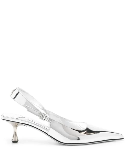 Туфли-лодочки Jimmy Choo Amel 50 мм из металлизированной кожи silver