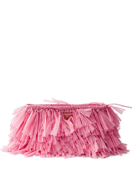 Женский клатч Prada с бахромой, розовый