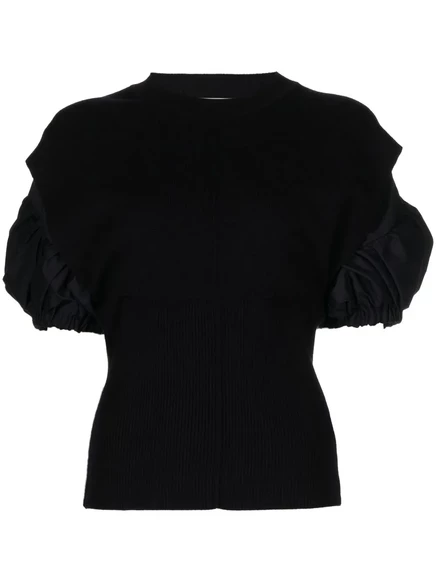 Женский шерстяно-хлопковый топ 3.1 Phillip Lim с пышными рукавами, черный